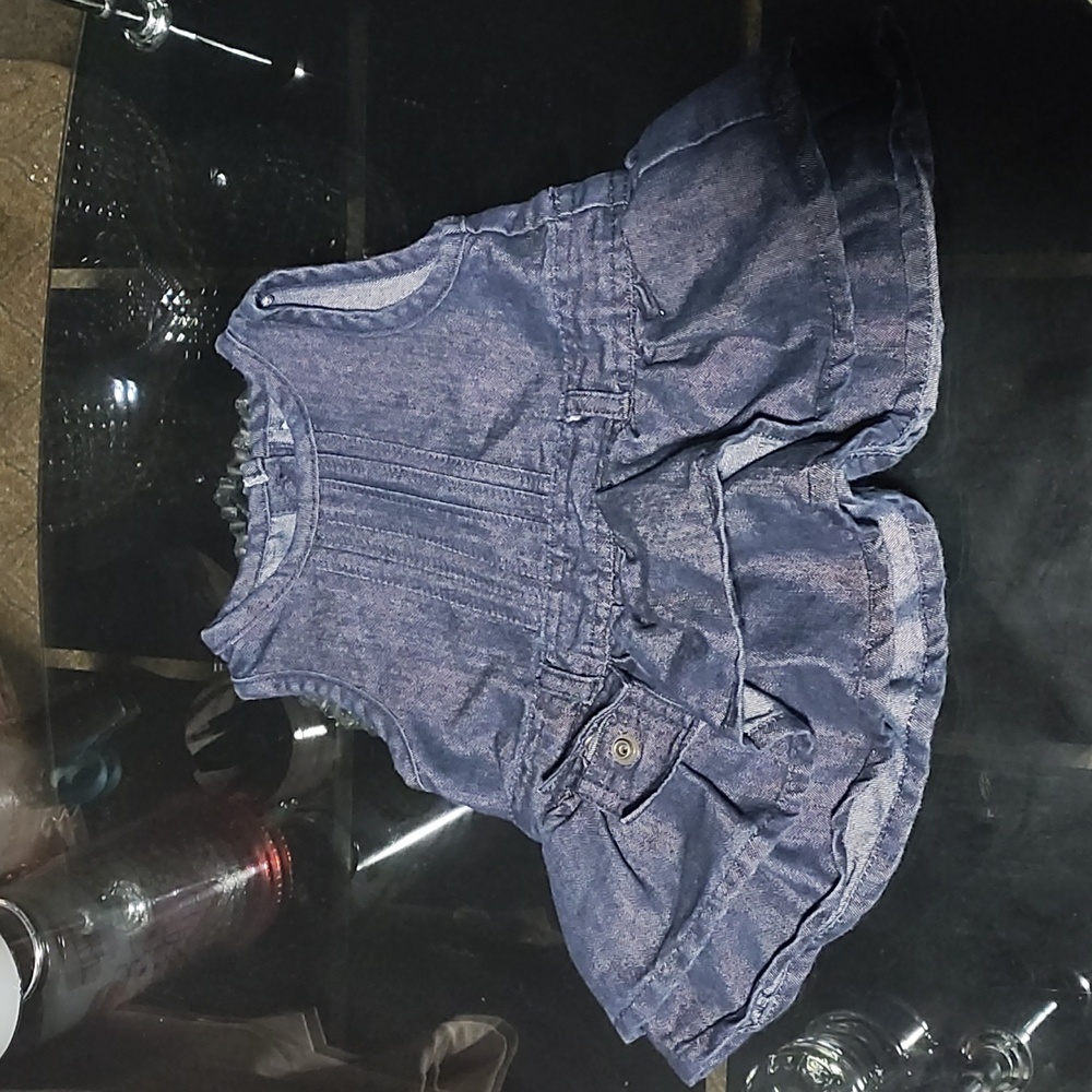 Donna Karan New York baby denim ruffled bottom dress size 0-3 months